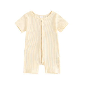 Combinaison bébé fille en coton et élasthanne de qualité supérieure, lot de stock, été, nouveau-né, hiver, manches courtes, fermeture éclair - Product Image 2