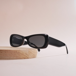 Lunettes de soleil rectangulaires en acétate faites à la main en gros, logo personnalisé, monture vintage petite, unisexe, tendance Y2K - Product Image 4