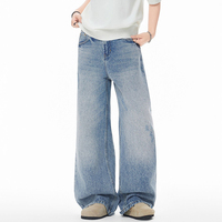 Jeans pour hommes de haute qualité, coupe large, bleu, style designer, coupe droite décontractée, effet délavé - Nouveauté