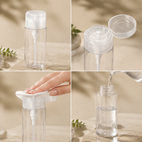 Flacon pompe cosmétique transparent en PET de 120 ml, 150 ml, 200 ml avec bouchon à clapet pour toner, eau micellaire, emballage de produits nettoyants
