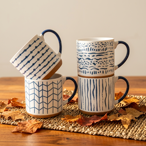 Nordic Design Ceramic Porcelain Mug Leaf Pattern Frosted Dishwasher Safe 900ml Modern <b>Tea</b> <b>Cup</b> Business Gift Promotional <b>Set</b> - Product Image 1