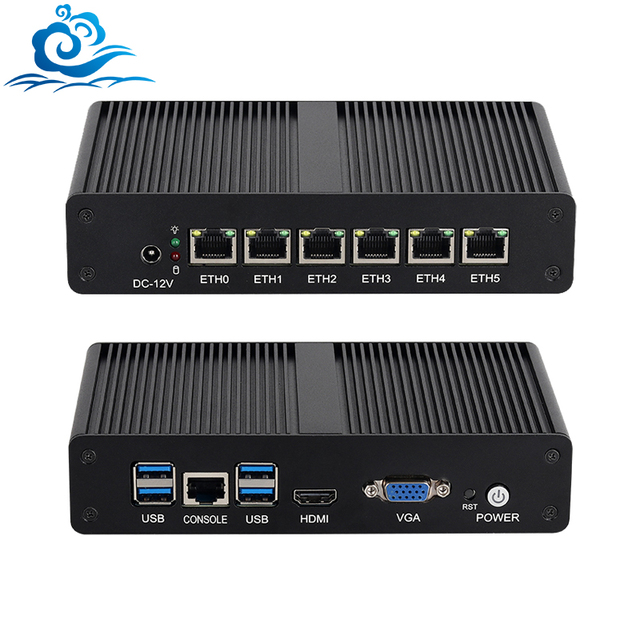 HelorPC Firewall Intel Pentium 4405U 6 Gigabit Ethernet Pfsense Network Sever Fanless Mini PC Computer Router