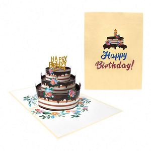 Carte 3D Pop-Up Ronde Faite à la Main pour Anniversaire, Motif Gâteau et Bonbons – Offre Spéciale - Product Image 1