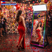 Machine professionnelle de photomaton miroir magique avec écran tactile, appareil photo reflex numérique, imprimante Wi-Fi, impression en libre-service, promotion pour centres commerciaux en métal