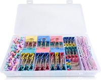 Surtido de Tamaños, Juego de 240 Clips de Oficina de Colores, Pinzas para Papel, Tachuelas, Material Escolar para Oficina y Hogar
