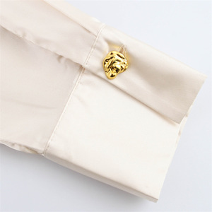 Manufactory Custom Style or Logo ODM Women Elegant <strong>Blouse</strong> Long Sleeve Shirt Women Casual Office Lady <strong>Gold</strong> Buttons <strong>Blouses</strong> Top - Product Image 5