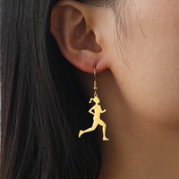 Pendientes Deportivos de Acero Inoxidable para Mujer, Diseño de Corredora, Regalo de Cumpleaños, Venta al Por Mayor