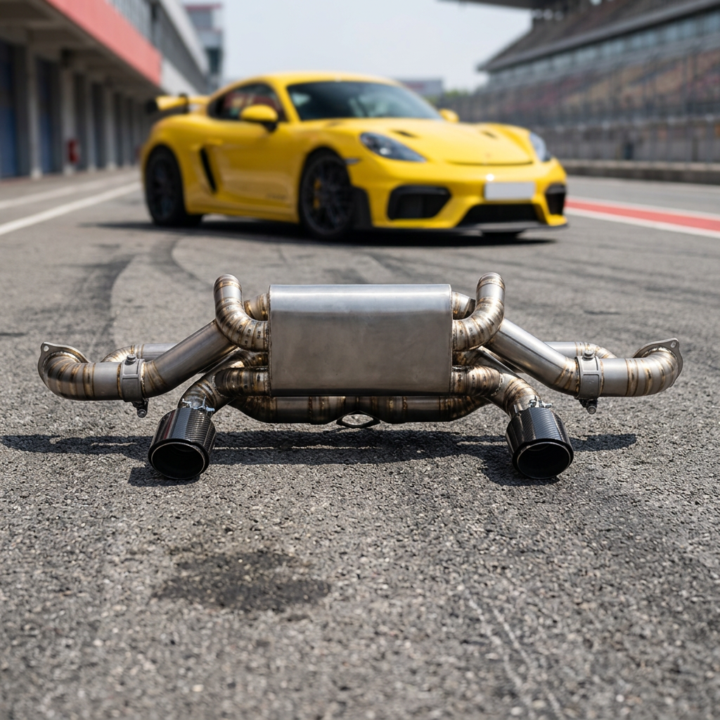 VantaFlow 1.2mm Titanium Cat-back Exhaust Pipes for Porsche 718 Cayman GT4 RS 4.0L 2022-2026 High Performance Exhaust With Vacuum Valve