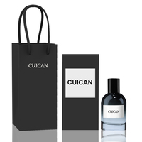 Flacons de parfum en verre cylindriques noirs et bleus de luxe personnalisés de 30 ml, 50 ml et 100 ml avec boîtes OEM