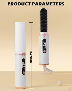 หวีแปรงยืดผมเซรามิกไร้สายแบบพกพา ปี 2024 พร้อมจอ LED แบตเตอรี่ USB 4500mAh 140-200 องศา สำหรับใช้ในบ้านและโรงแรม - Product Image 6