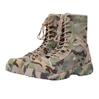 Bottes tactiques d'extérieur montantes camouflage en toile à lacets antidérapantes respirantes pour l'entraînement toutes saisons