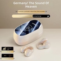 X51 Earphone Nirkabel Tulang Konduksi Non-In-Ear 5.0 Model Terbaru 2025 Desain Jepit Telinga Kontrol Suara Digital Olahraga