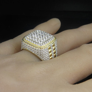 Cincin Pria Berlian Mewah Ukuran Besar Desain Baru Fashion, Lapis Emas, Bertabur Kristal Rhinestone, Penuh Zirkon, Model Iced Out, Ukuran Besar - Product Image 3