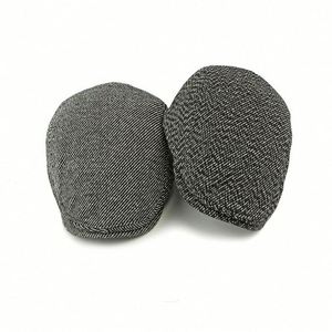 Unisex Retro <b>Flat</b> Top Ivy Hat Thick Warm Striped <b>Cap</b> for Adults for Casual & Sports for Leisure Travel & Outdoor - Product Image 3