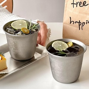 Tasse à café en acier inoxydable de qualité alimentaire, style rétro américain, givrée, pour boissons froides, à large ouverture, épaissie, style industriel - Product Image 3