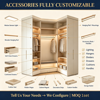 Système de rangement modulaire de luxe entièrement personnalisable pour dressing avec banc LED, mobilier de dressing pour villa, hôtel, chambre à coucher