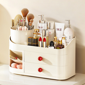 Cosmetic <b>Storage</b> Rack With <b>Drawers</b> Multifunctional Makeup Organizer For Desktop <b>Large</b> Capacity <b>Plastic</b> Cosmetic Holder - Product Image 4
