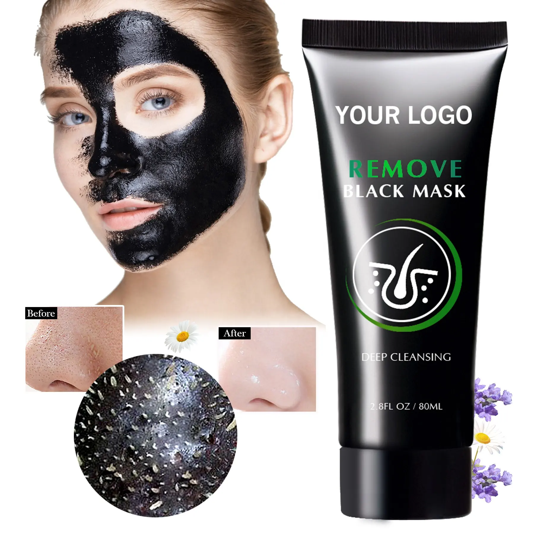 OEM ODM 80g Charcoal Pore Deep Cleansing Blackhead Remover Mask for Face