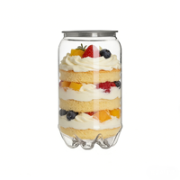Vente en gros de canettes transparentes en plastique pour animaux de compagnie A7 350 ml pour boissons gazeuses et jus avec couvercle facile à ouvrir