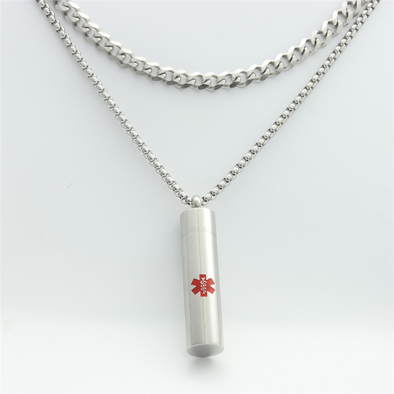 Large pendant with square pearl chain and NK chain