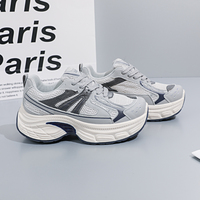 Baskets compensées en maille pour femmes, à lacets, rehaussantes, absorbantes, pour la marche quotidienne et le shopping en ville