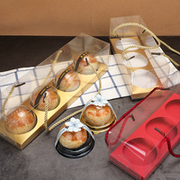 Boîte à pâtisserie transparente en gros, emballage de luxe pour soufflé au jaune d'œuf, boîtes à cupcakes transparentes en PET à 3 ou 4 trous avec inserts et fenêtre pour gâteau roulé suisse