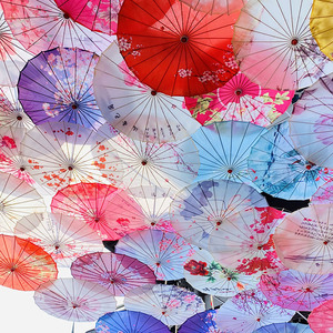 Parapluie de mariage blanc en papier huilé, parapluie de danse en bambou, parasol Art Déco, parapluie artisanal, parasol en tissu chinois - Product Image 5