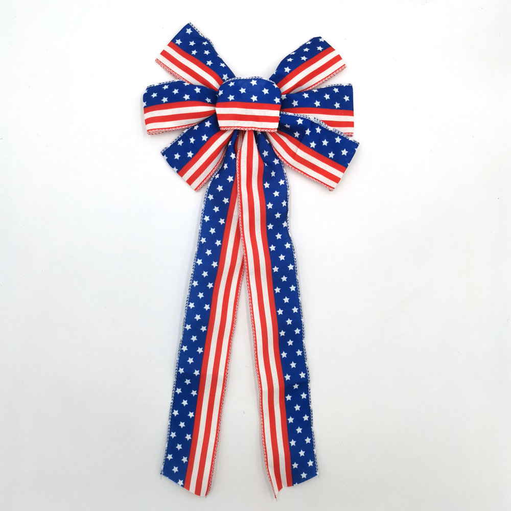 Патриотическая джутовая лента независимая Проводная подарочная лента полосатая Звезда Флаг США узор для памятного дня 4 июля ленточный бант