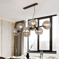 8 Lampes Bras Lustres Modernes Global Verre LED Suspension pour Salon Lustre Lampe Suspension Suspension Moderne Verre