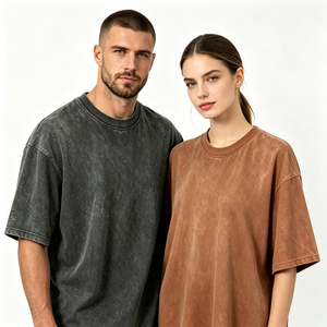 Camiseta de Cuello Redondo Oversize 100% Algodón con Lavado Ácido para Hombre, Marca Privada, Estilo Urbano Premium, Hombros Caídos - Product Image 2