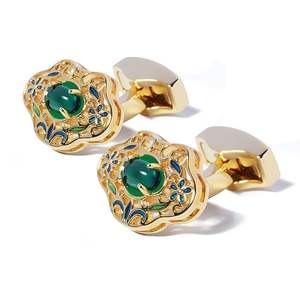 男性と女性のための新しい流行の18K金メッキターコイズカフスボタンピースロックシャツ - Product Image 6