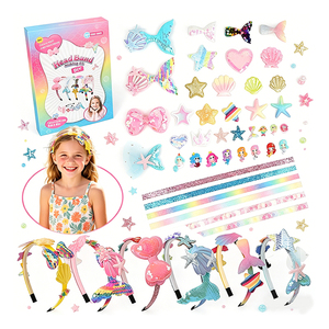 Custom Girls Hair Hoop Making <b>Pack</b> DIY Star Crown <b>Stickers</b> Crystal Ribbon Art Supplies Birthday Present Toy Set - Product Image 1