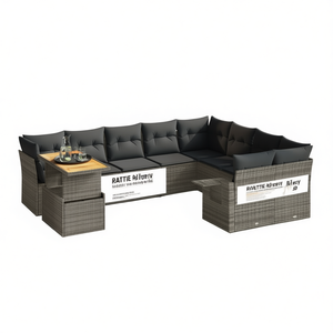 Grey PE <b>Rattan</b> Garden <b>Sofa</b> Set Adjustable Armrest 6 Seater <b>Outdoor</b> Furniture Contemporary Design - Product Image 1