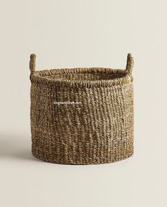 Handwoven Modern Seagrass Foldable Storage <b>Basket</b> Eco-Friendly Organizer <b>with</b> <b>Handles</b> for Home Use - Product Image 4