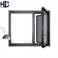 Ventanas Abatibles de Aleación de Aluminio con Aislamiento Acústico y Vidrio Templado de Alta Calidad, Tamaños Personalizados, Resistentes a la Intemperie