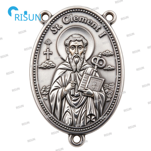 Collana con Ciondolo a Croce e Medaglione Personalizzato di San Clemente I, Medaglia Centrale del Rosario Religiosa Cattolica - Product Image 2