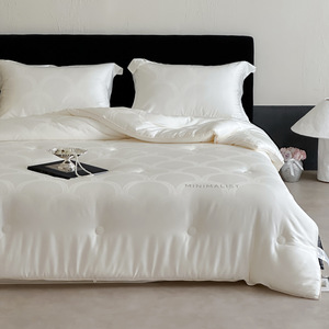 Edredón de Jacquard de Algodón Tencel 200x230cm Transpirable para las Cuatro Estaciones, Uso Doméstico, Color Blanco Seda y Dorado Champán - Product Image 2