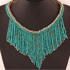Ensemble de bijoux <span class=keywords><strong>fantaisie</strong></span> faits à la main pour femmes africaines, <span class=keywords><strong>collier</strong></span> bib et boucles d'oreilles en perles de rocaille, chaîne perlée, <span class=keywords><strong>collier</strong></span> <span class=keywords><strong>femme</strong></span> africain - Product Image 5