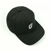Casquette de baseball perforée en polyester imperméable avec patch en caoutchouc, 5 panneaux, découpe laser, personnalisable, pour le golf