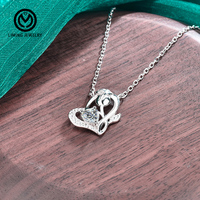 XMA056 Collier Pendentif Fin en Argent Sterling 925 avec Moissanite CZ Taille Cœur Rose 0,5 Carat, Bijou Tendance pour Femme, Idéal Cadeau