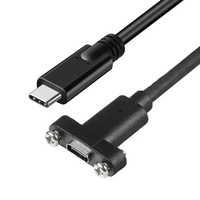 Cable de Extensión USB 3.2 Industrial para Montaje en Panel, Tipo-C Hembra con Tornillo de Bloqueo a Tipo-C Macho, 1M