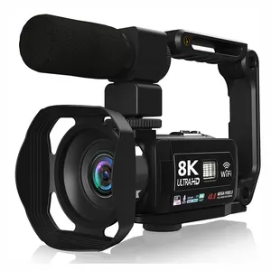 รองรับไมโครโฟนภายนอกกล้อง 8K ใหม่ 2024 ชุดกล้องวิดีโอ 8K กล้องวิดีโอ 8K พร้อมการมองเห็นกลางคืน