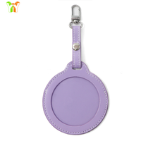Porte-badge en cuir PU, organisateur de rangement peu encombrant, étui de rangement mignon et rond pour épingles de collection