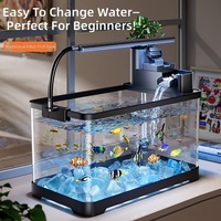 Aquarium de bureau carré personnalisable en gros avec kit de filtration LED et de décoration