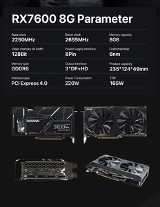การ์ดจอเกมมิ่ง 7600 8G GDDR6 PCIe 4.0 พัดลมคู่ 2250-2655MHz 128 บิต ประสิทธิภาพสูง ความเร็วคล็อก 2250-2655MHz เพื่อประสิทธิภาพที่เหนือกว่า - Product Image 4