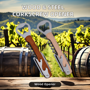 Ouvre-bière et vin en acier inoxydable <span class=keywords><strong>personnalisé</strong></span> avec manche en <span class=keywords><strong>bois</strong></span> <span class=keywords><strong>tire</strong></span>-<span class=keywords><strong>bouchon</strong></span> polyvalent pour la cuisine pour les serveurs comme cadeaux promotionnels - Product Image 3