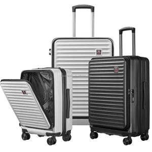 Conjunto de bagagem de viagem de 3 peças de alta qualidade, 20 "\" 24 \" 29 \", com rodízio giratório, bolso aberto frontal, unissex, unissex, unissex, para venda por atacado