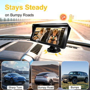 Moniteur de voiture pour bébé avec écran de 6,86 pouces et pare-soleil, moniteur de voiture orienté vers l'arrière avec vision nocturne, installation facile - Deux canaux pour <span class=keywords><strong>la</strong></span> sécurité des enfants - Product Image 5