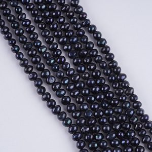 Perles d'eau douce naturelles en vrac de 6-7/8/9 mm, perles noires semi-finies pour la fabrication de colliers et de bracelets en DIY - Product Image 5