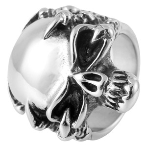 Yunnique – bague tête de mort pour hommes, en acier inoxydable argenté, design griffe de Dragon Punk, bijoux à la mode, cadeau - Product Image 5